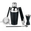 Bar Set Shaker Measuring Cup Strainer Tongs Drinking Spoon 5 Pcs.