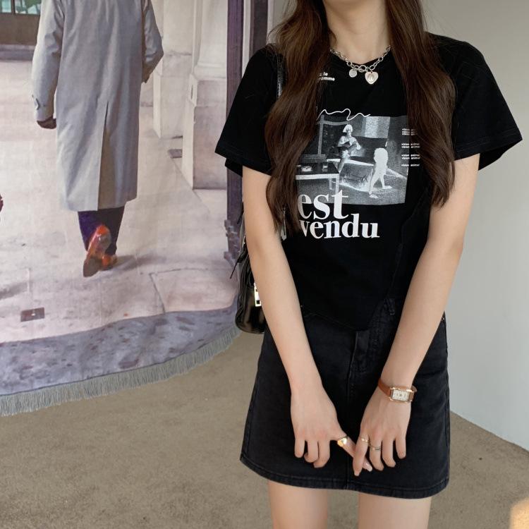 Design short-sleeved t-shirt women's summer new Korean version slim and thin short student top women's clothing