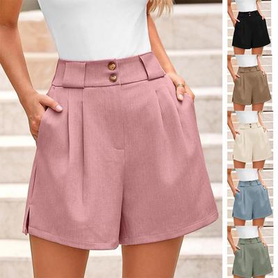 High-Waisted Fashion Casual Solid Color Shorts with Pockets for Women Summer