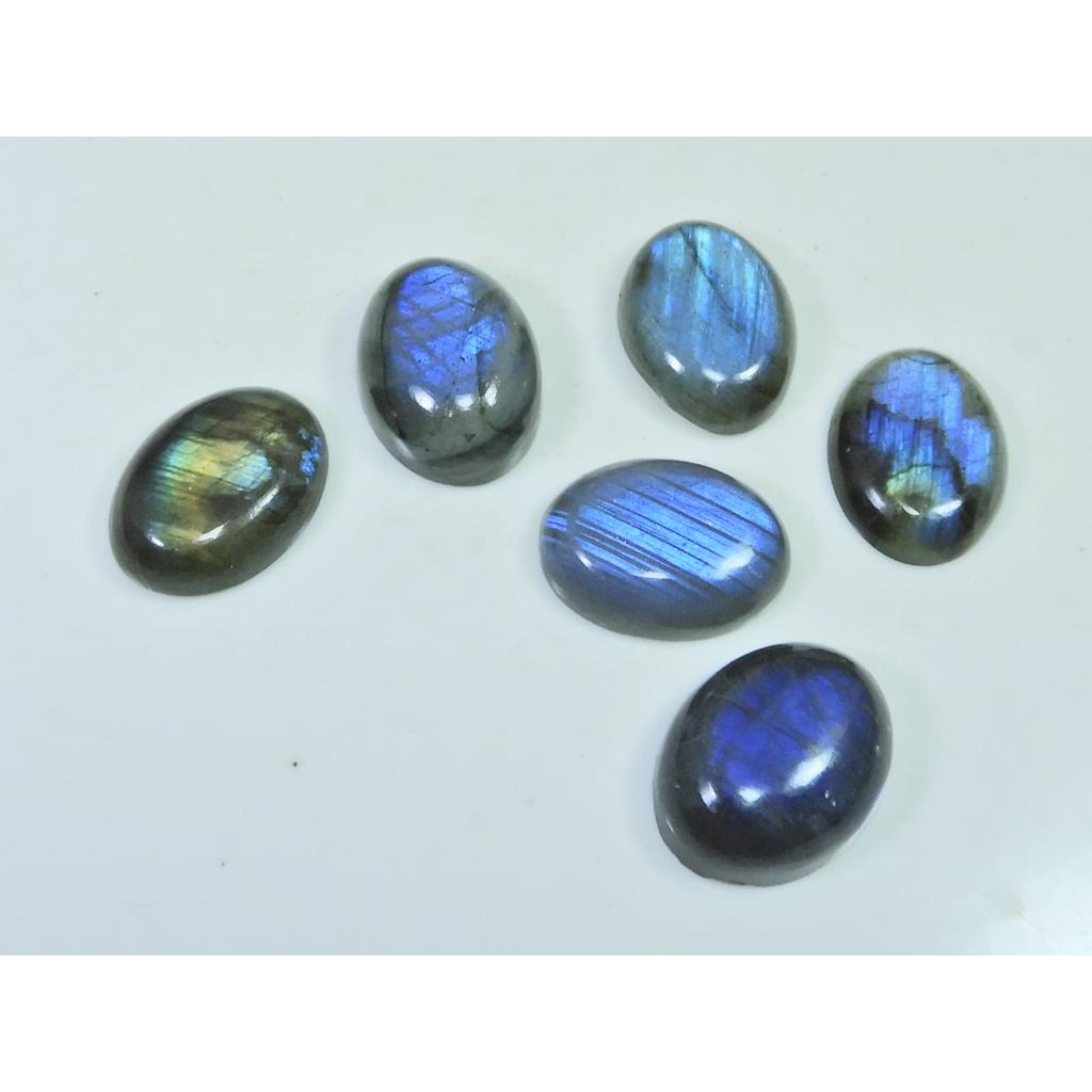 14X19MM Natural Labradorite Blue Fire Oval Cabochon Loose Gemstone 06Pcs Lot C-1074