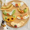Cute Hand-Weaven Elastic Pet Scarf Sweet Style Lightweight Cat Dog Bow Tie Adjustable Plant Theme Knitted Pet Collar Pet Gifts