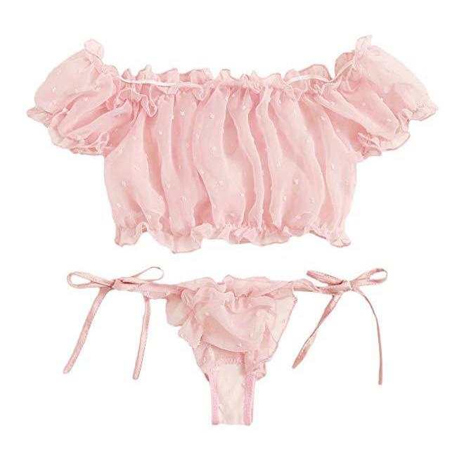 European and American Sexy Off-the-Shoulder Lingerie Set