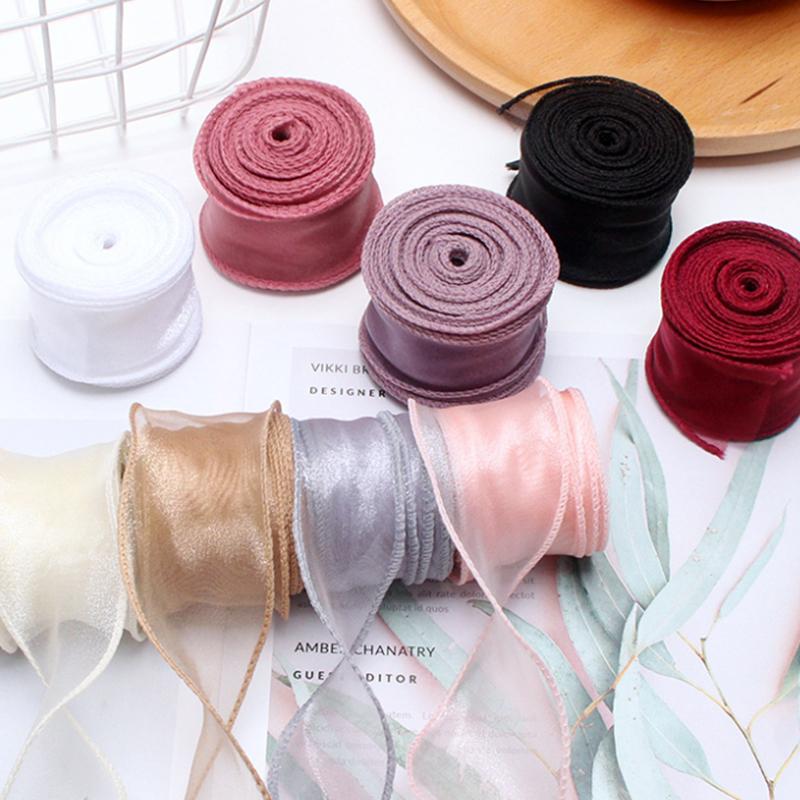 10Yards Organza Solid Color Ribbon 4Cm Wavy Edge Ribbon For For Flower Bouquet Gifts Packaging Party Decorations Diy
