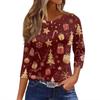 Women's T Shirt Christmas Print 3/4 Sleeve Daily Weekend Fashion Basic Round Neck Regular Top