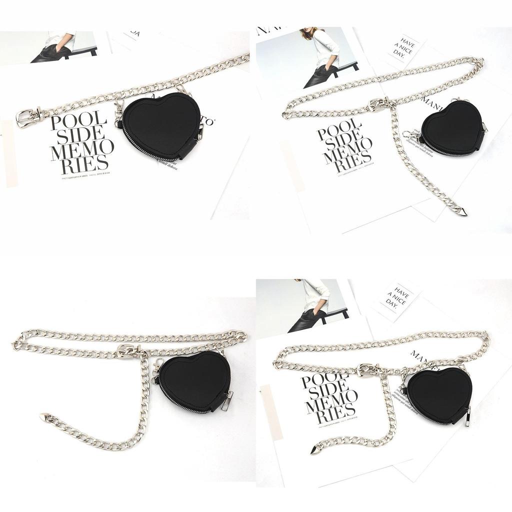 Fashion Metal Women Waist Chain With Detachable Heart Shaped Bag Pendant For Outdoor Wear
