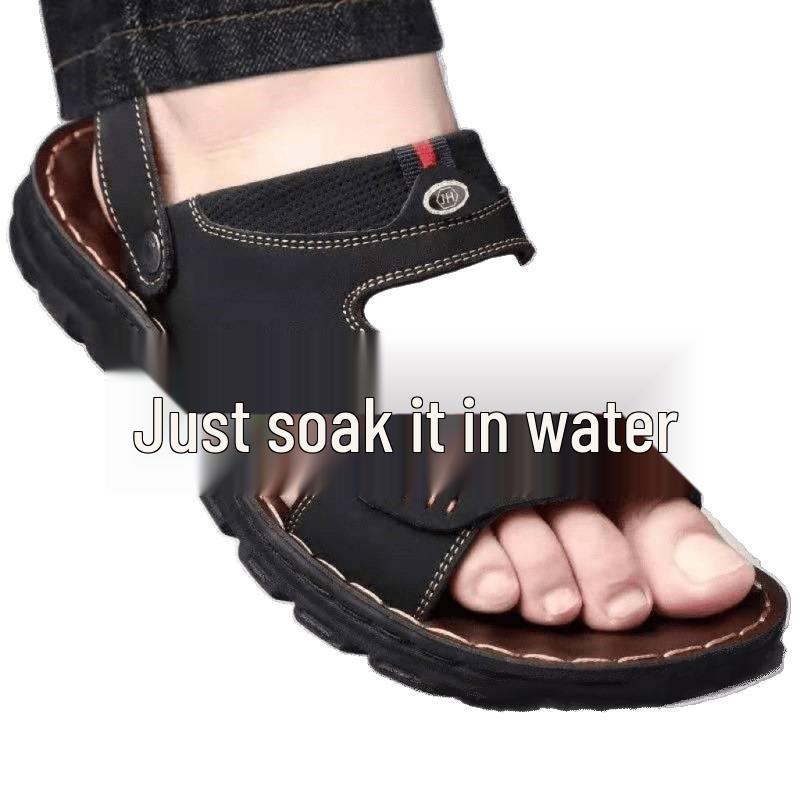 Vattentåliga Halkfria Mellanlånga Tofflor för Herrar - Slitstarka Casual Sandaler (Stil 12522)