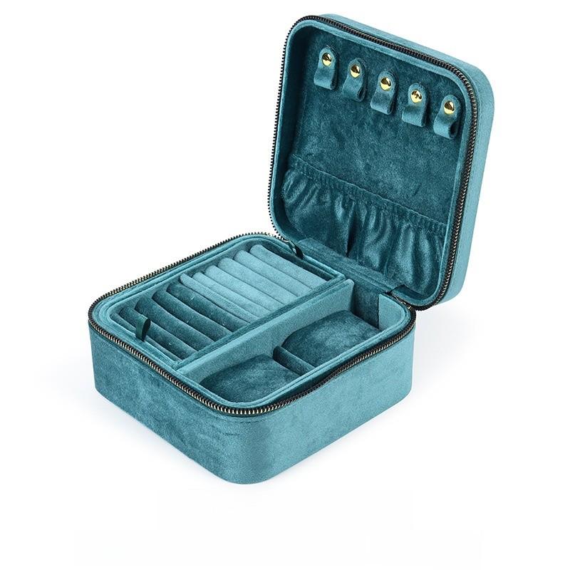 Velvet Jewelry Box With Dual Compartments For Rings Bracelets And Earrings