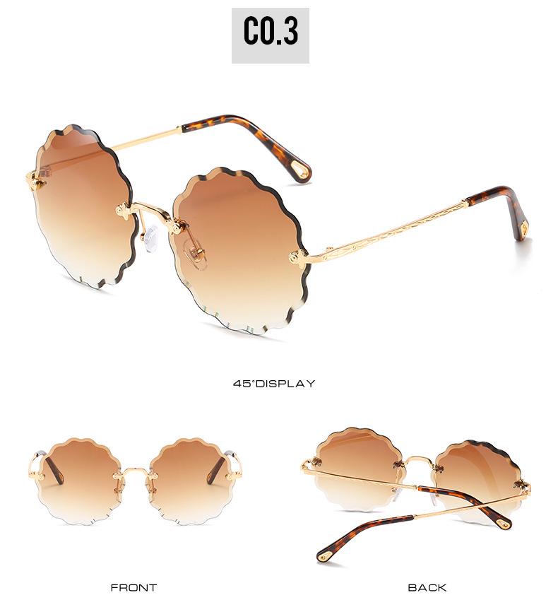 2020 Cut Edge Frameless Women's Sunglasses, Floral Design with Colored Ocean Lens, Style 5508