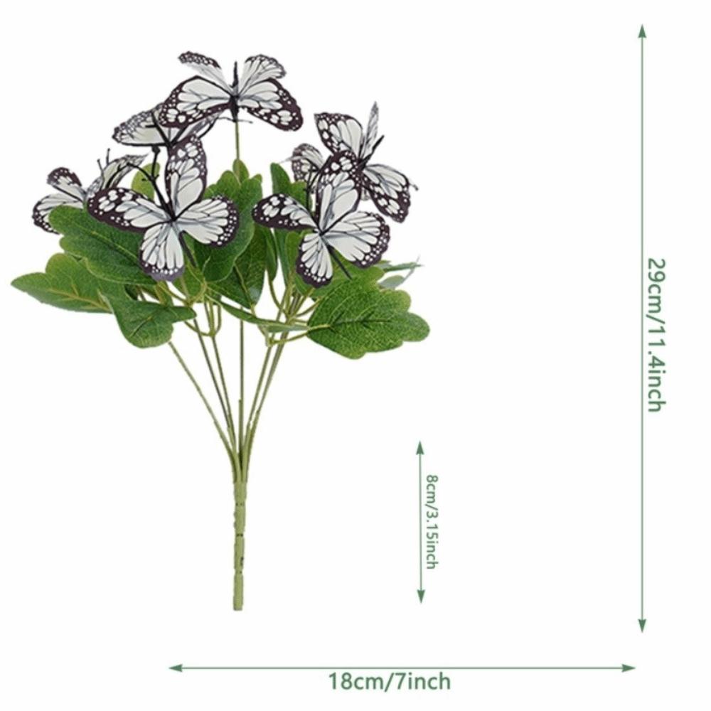 7 Head Artificial Butterfly Flowers Colorful Branches Included Fake Butterfly Bouquet Waterproof Realistic Flower Bouquet