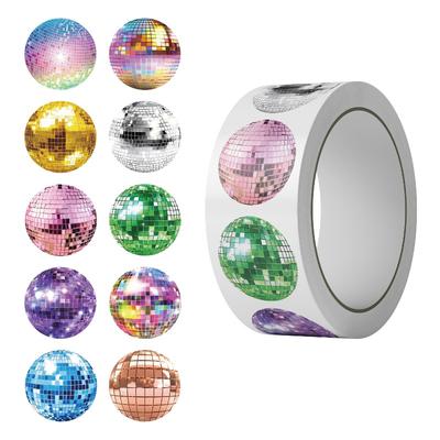 500 Sheets Per Roll of Cartoon Disco Ball Color Toy Rolls of Stickers, Waterproof Decorative Luggage Box Stickers