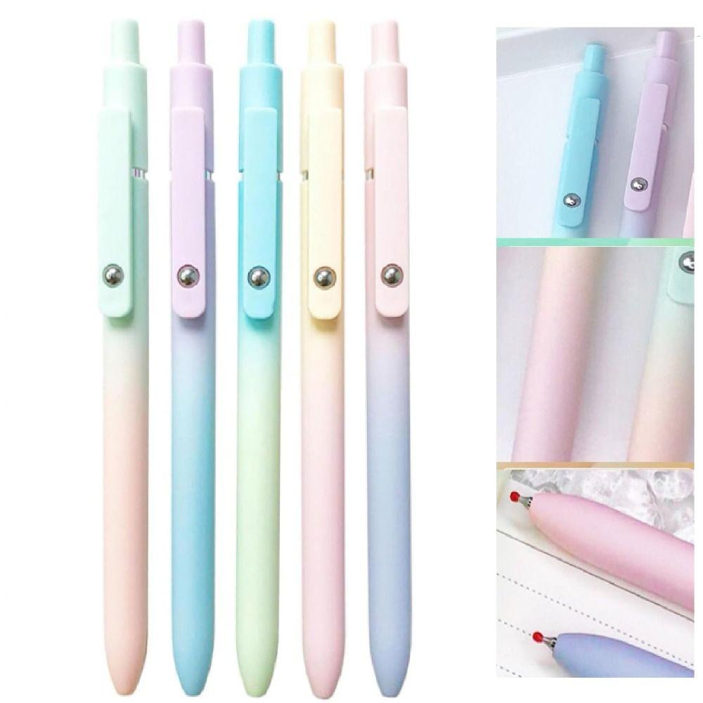 5/6Pcs Gifts Aurora Gradient Color Gel Ink Pens Low Center Gravity 0.5mm Signature Pens Push-type Quick Drying School Supplies