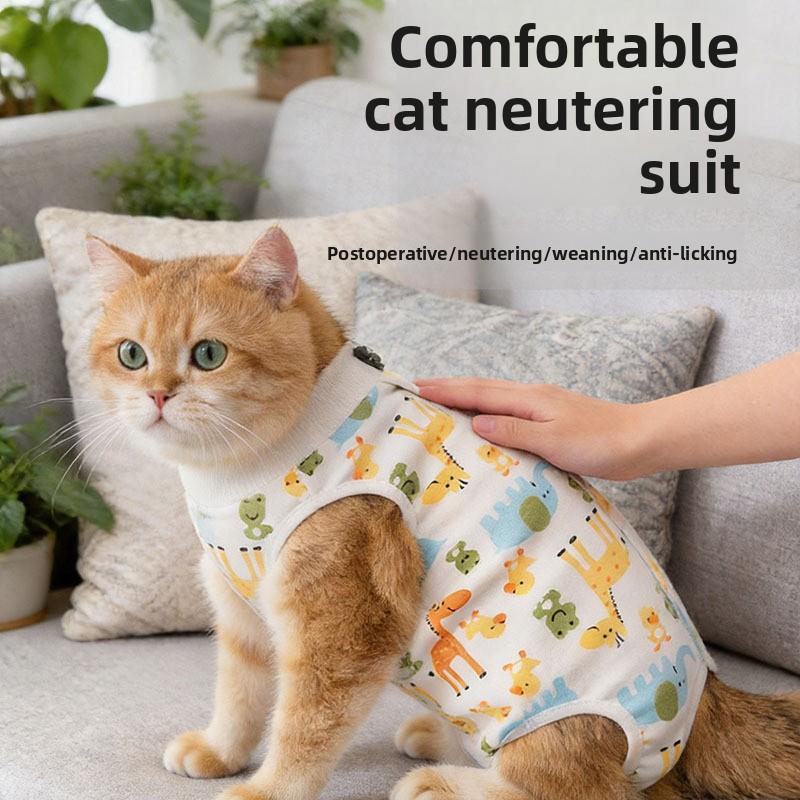 Cat Spaying Suit After Surgery - Anti-scratching Breathable Cartoon-style All-season Female Cat Surgical Gown