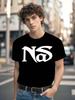 Nas Hip Hop Grafik T-Shirt - Schwarzes Baumwoll-T-Shirt mit Rundhalsausschnitt und kräftigem weißem "NS"-Aufdruck