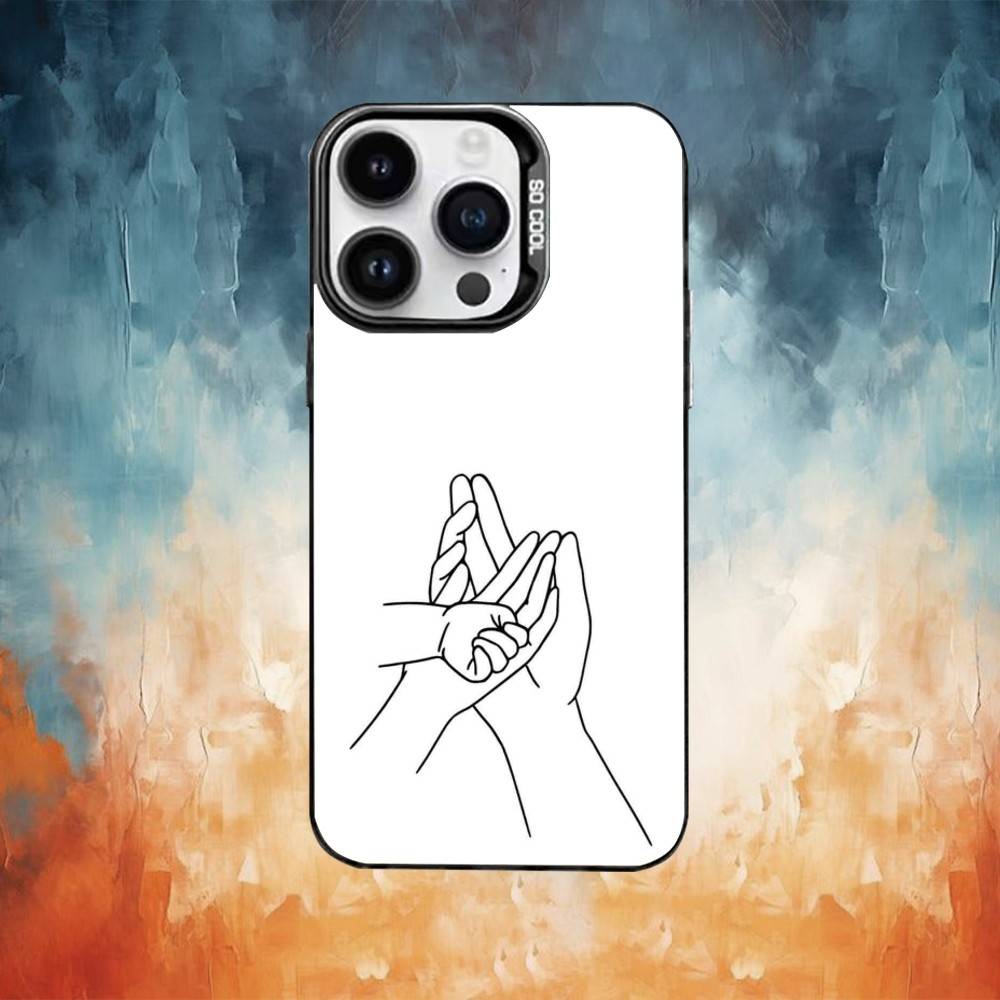 Baby Mom daughter Son Dad Hand Phone Case For iPhone17,16,15,14,13,12,11 Plus,Pro Max Black Candy Matte Shockproof Cover