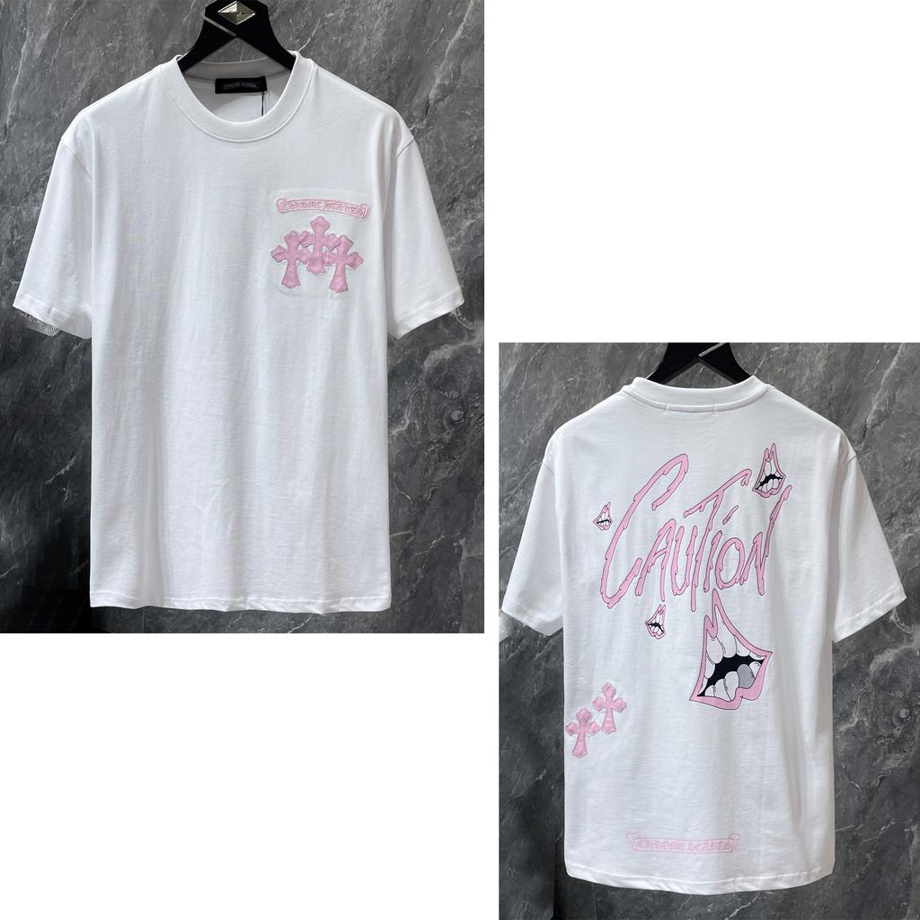 8765 CHROME HEARTS 2026 Summer New High Quality Cotton Round Neck Loose Large Size Men's and Women's T-shirt Couple T-shirt