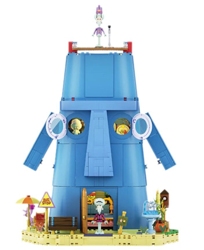 Non-Toxic Spongebob Cartoon Krusty Krab Restaurant Building Blocks Creative Canteen Scenes Model Bricks Desktop Ornaments Toy For Kid Gift