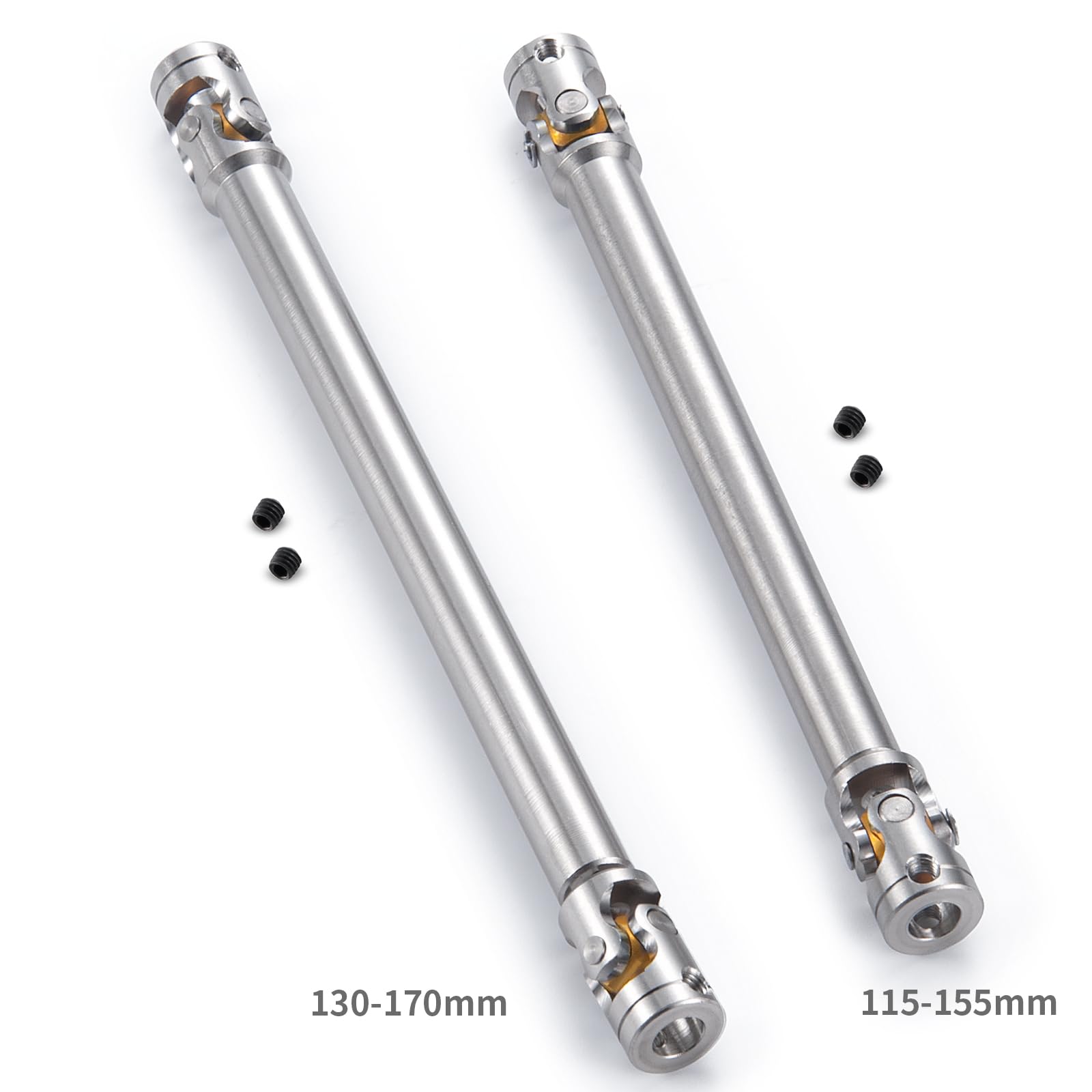 

TRZX 2pcs Metal RC Drive Shafts for RC 1/14 Tamiya Trailer Tractor Truck Upgrade Parts (115-155mm + 130-170mm)
