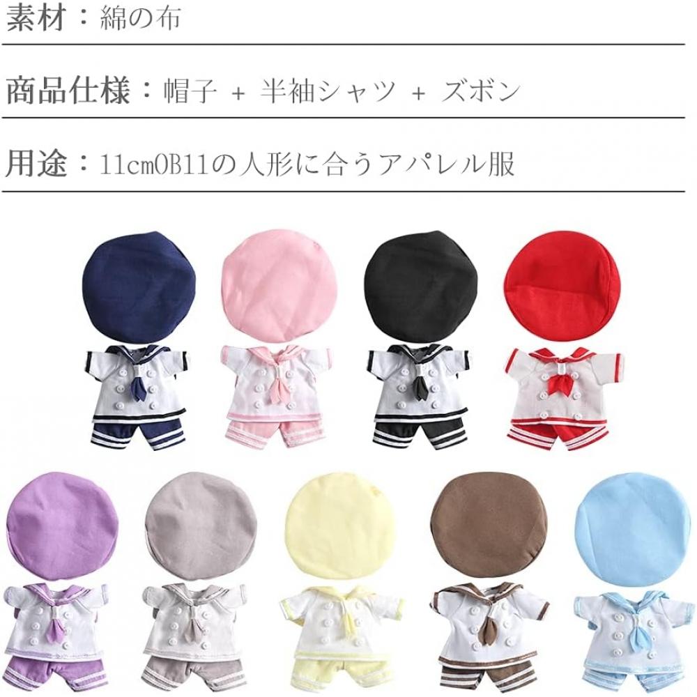 Highawk Obitsu 11 Clothes Ob11 Obitsu Doll 11cm Body Outfit Sailor Uniform 12 Minute Bid P9 Doll Navy Obitsu Body 3 Piece Set  Black  Black
