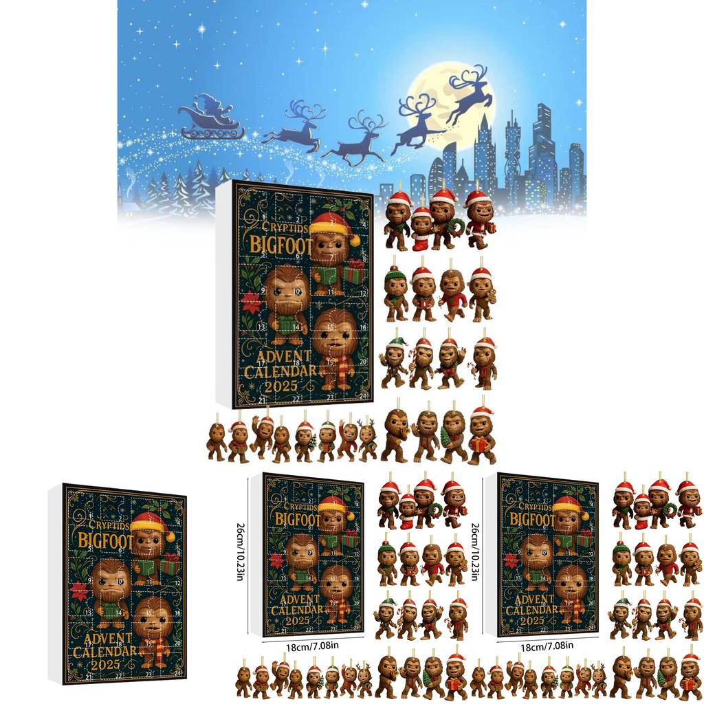 Weihnachts-Countdown Blind Box Bigfoot Anhänger mit Acrylmaterial für Weihnachtsgeschenke und Dekorationen