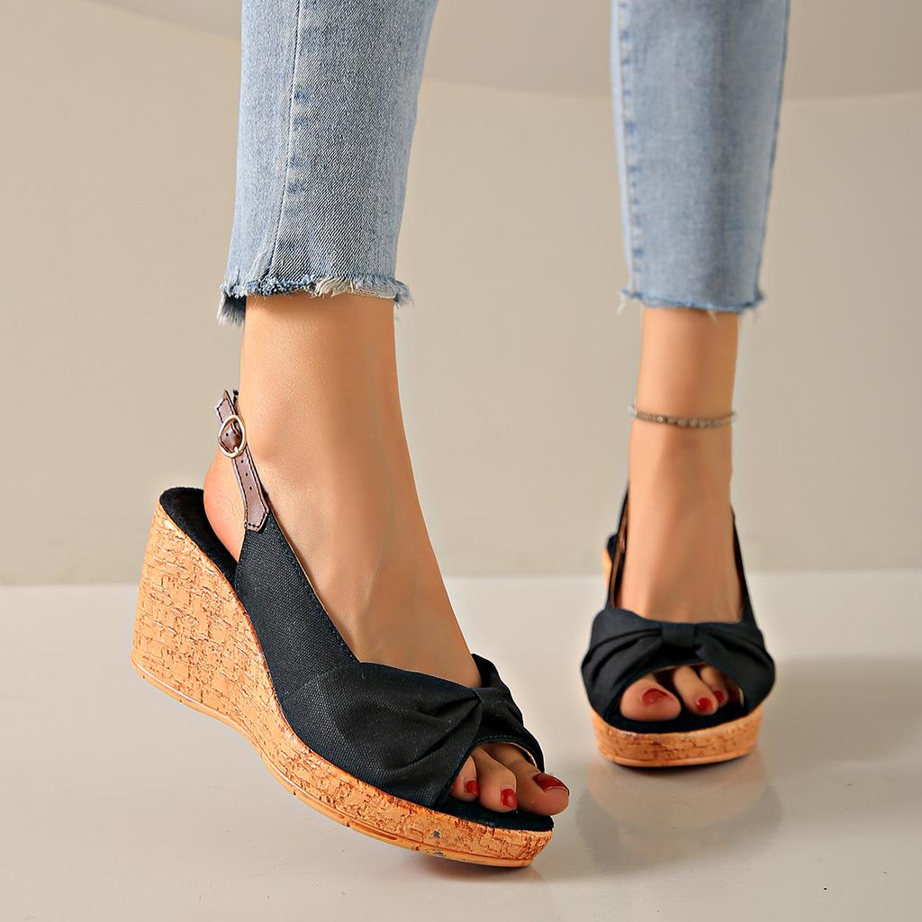 Moteriški sandalai Pleištai Madingi sagtis Peep Toe Patogūs lengvi aukštakulniai, atsparūs dėvėjimui Moteriški biuro vestuviniai sandalai