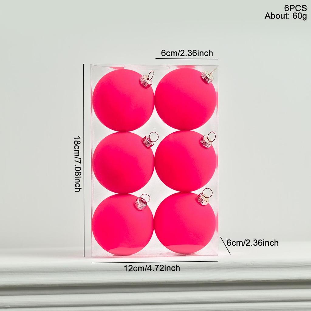 Colorful Flocked Macaron Christmas Ball Set - Tree Ornaments
