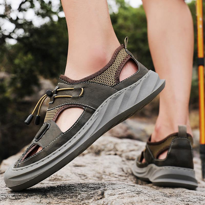 Traceway driving sandals men's summer new mesh breathable hole shoes mountaineering outdoor leisure quick-drying wading beach shoes