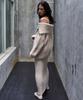 GRIDAJ Mohair Off-Shoulder Loose Fit Pullover_Beige