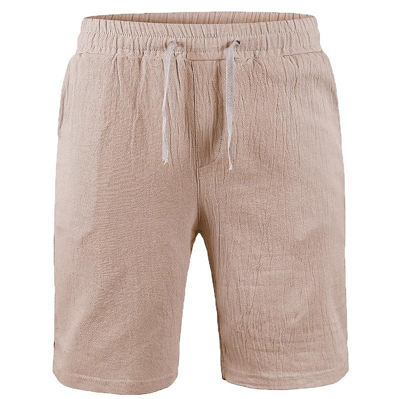 Summer Men's Cotton Linen Shorts Pants  Breathable Solid Color Linen Trousers Fitness Streetwear