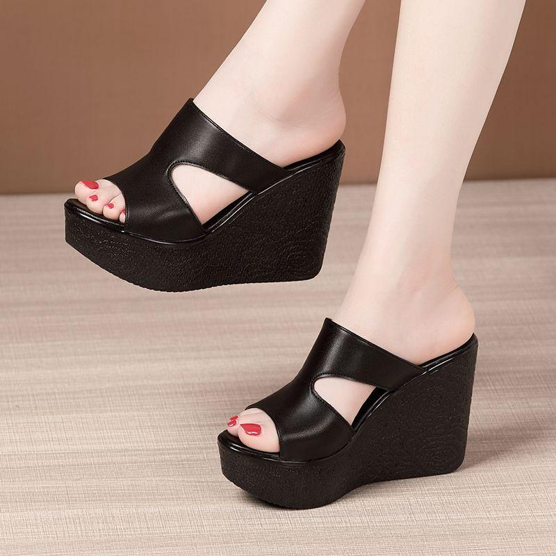 Fashion Super High Women's Cool Slippers Summer New Muffin Thick Bottom Waterproof Table Fashionable Outer Wear Non-slip Slippers