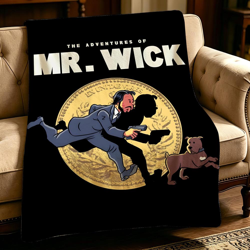 movie J-John Wick-K Throw Thick Comfort Flannel Quilt, Multi-scene Use Indoor Outdoor Daily Nap