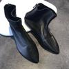 Flache, einzelne kurze Stiefel mit spitzer Spitze für Damen, weiches echtes Rindsleder, flache, rutschfeste, vielseitige Stiefeletten