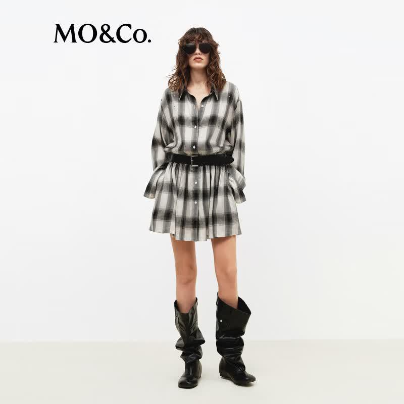 MO&Co. Plaid A-line Shirt Dress
