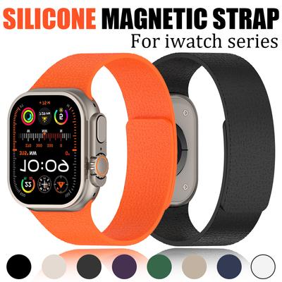 For Apple Watch Series 10 46mm Silicone Magnetic Strap Compatible with iWatch Series 10 9 8 7 6 SE 44mm 45mm 42mm Ultra2 49mm 41MM 38MM Band