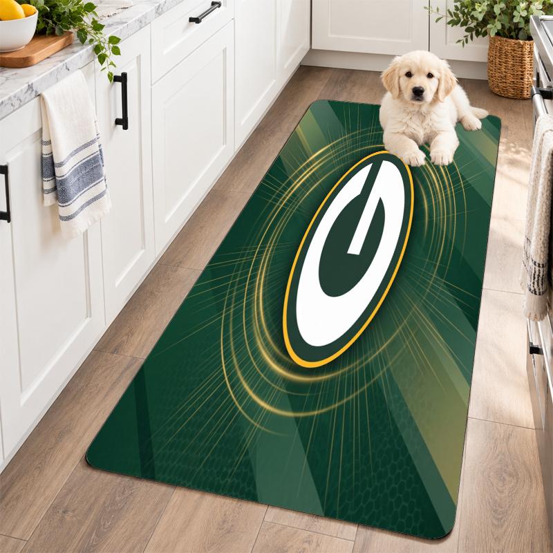 Flannel Kitchen Mat Green Bay Packers Soft Area Rug Non Slip Floor Carpet Home Decoration