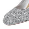 Women's Shoes with Thick Heels, High Heels, Waterproof Platform, Shallow Mouth, Square Toe, Sequins, Straight Strap, Single Shoe