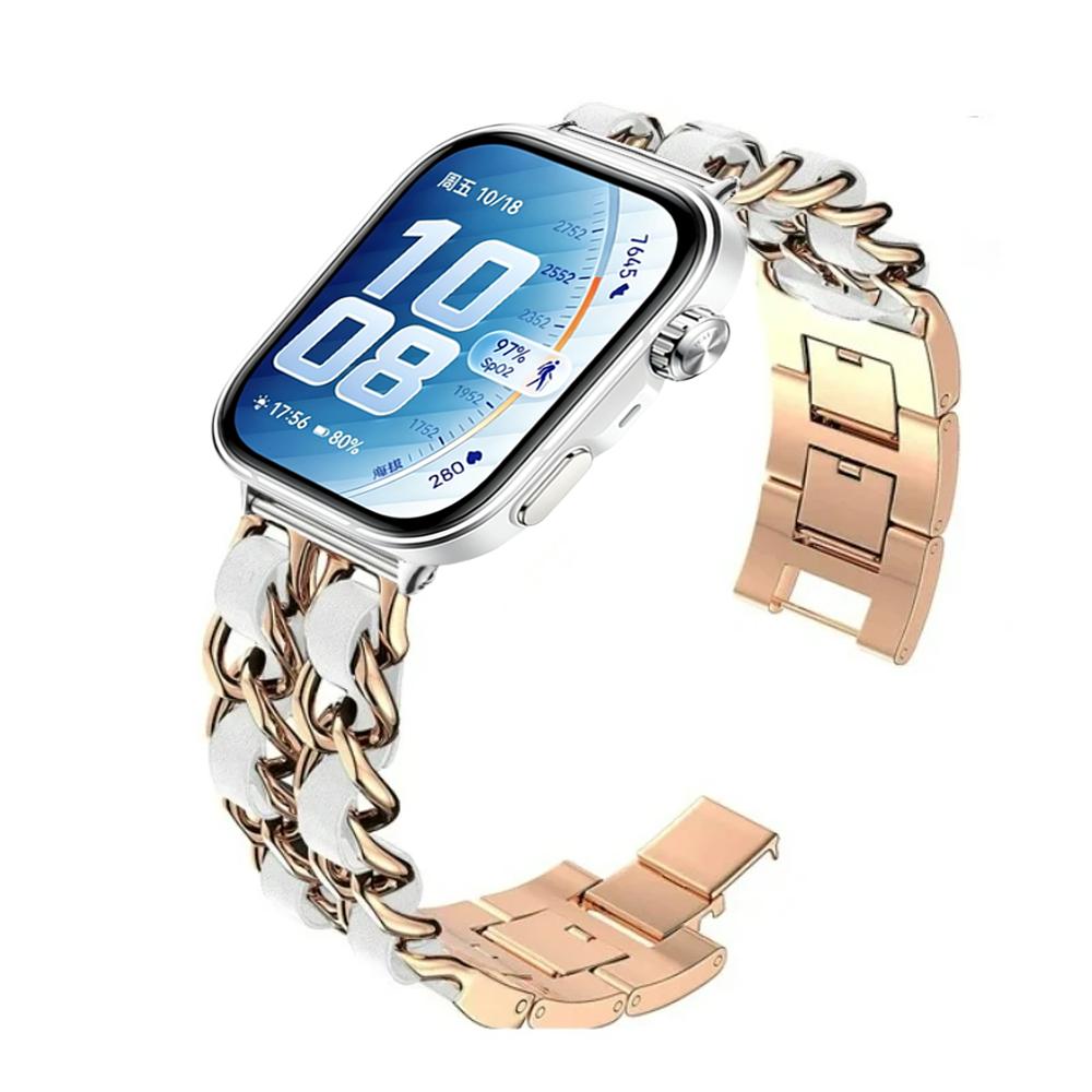 Metall+Leder Armband für Huawei Watch Fit 2 3 4 4Pro 5 5pro Bequemes Ersatz-Armband Zubehör für Huawei Watch Fit5 Fit4 Pro Fit3 Fit2 Band