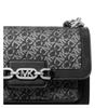 Michael Kors Grayson Logo All-over Flap Closure, Faux Leather, Shoulder Crossbody Bag, Large, Women's, Black with Silver