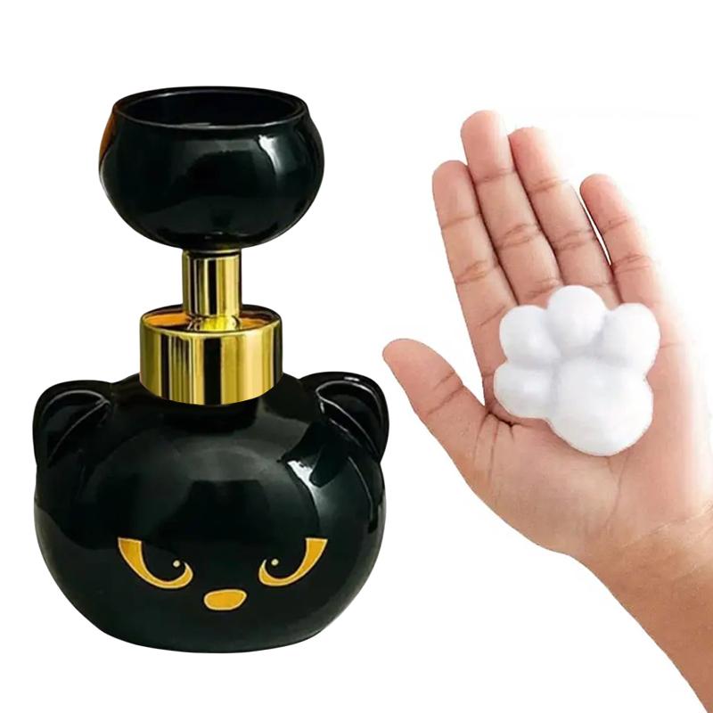 Niedlicher Katzenpfoten Schaumseifenspender Schwarze Katze Pumpflasche mit Pfotenabdruck-Design für Badezimmer, Küche, haustierfreundliche Haushalte