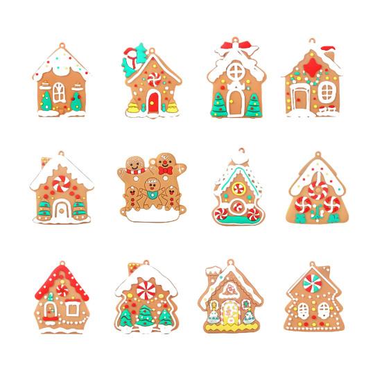 Yousheng Gingerbread Man Christmas Ornaments Santa Claus Cane Snowflakes Plastic Hanging Decor for Farmhouse Xmas Tree Rustic Holiday Decoration