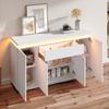 Sideboard with LED Lighting – 1 Drawer and 4 Doors, for Living Room, Hallway or Kitchen, In White, Dimensions (W/D/H): 140 X 40 X 80 Cm