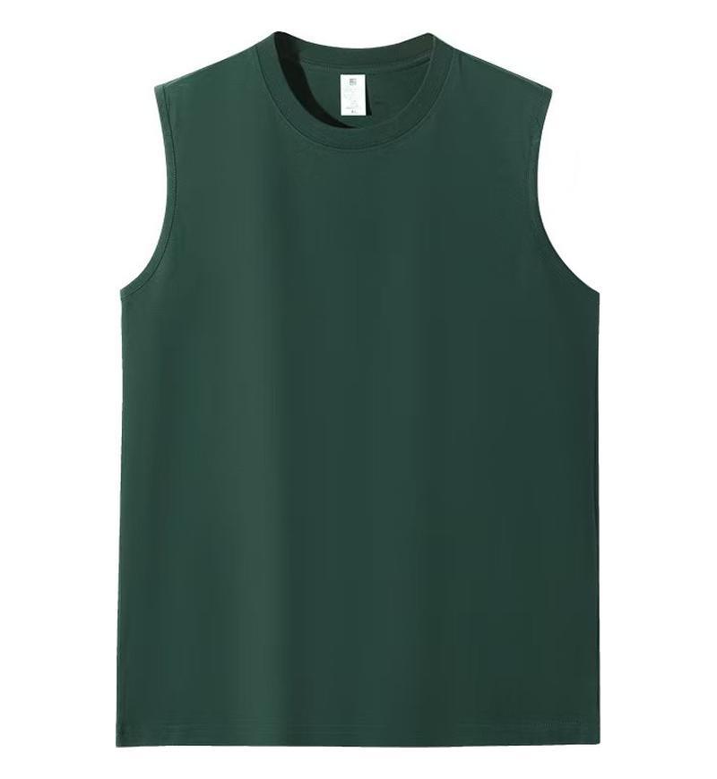 230g Pure Cotton Sleeveless Round Neck Sports Vest - Fitness & Basketball Training Top with Printed Logo.