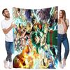 Von My Hero Academia inspirierte Überwurfdecke - Bunte Anime-Figuren-Collage mit Izuku Midoriya, Bakugo, Todoroki und All M