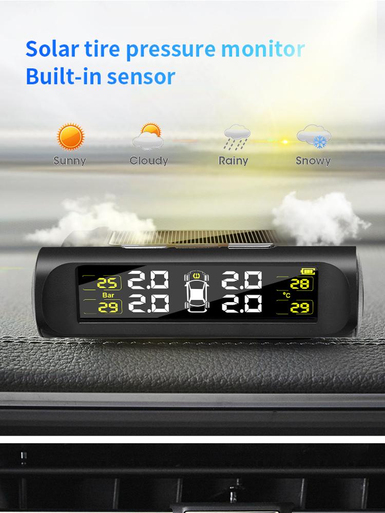 Tire Pressure Temperature Wireless Sensing Tire Pressure Monitor Solar Charging Suitable for Automobile Coupe Suv Mpv Truck