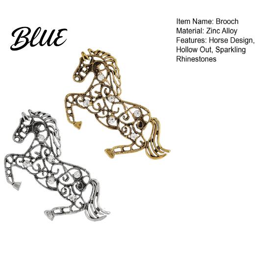 Magnifique Accessoire Animalier 1/2 Pièces Broche L'Année du Cheval Creux
