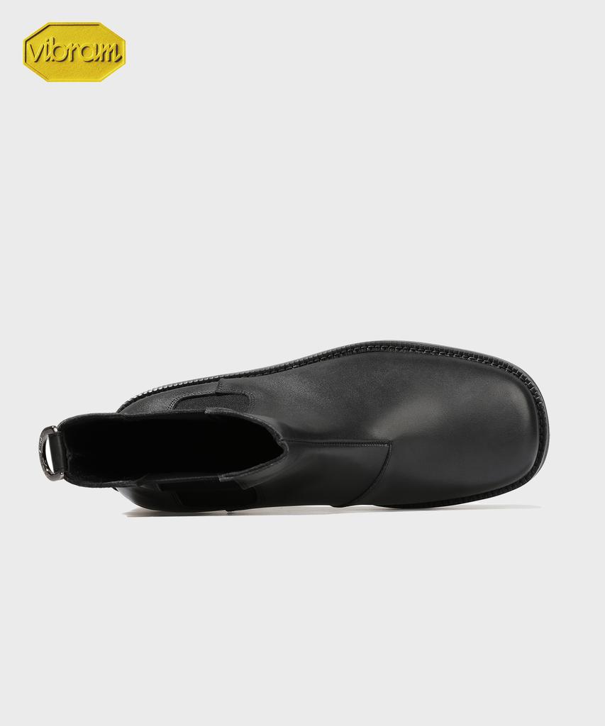 Firenze Atelier [Vibram] Minimal Line Pull-Up Leather Chelsea Boots 9900 [Shine Black]