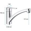 Mitigeur évier GROHE Start Eco - Chromé - Bec bas - Métal