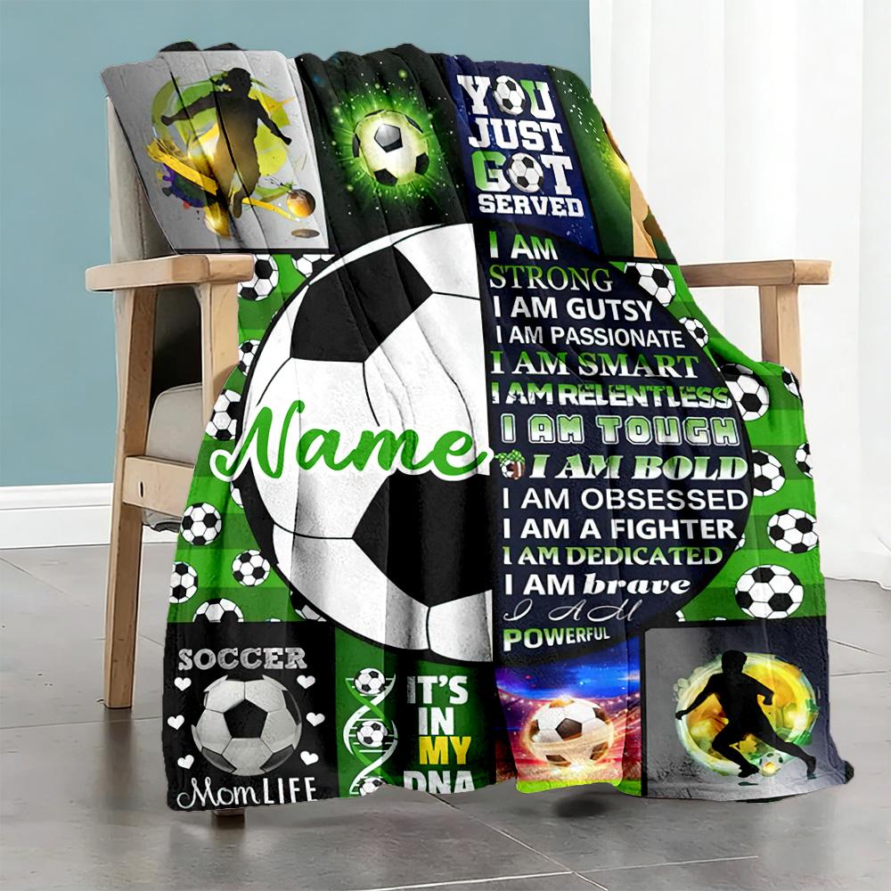 Soccer0888 Personalized Text Blanket Cozy Personalized Blanket Durable Comfort Great for Picnics Chair Couch Home Decor Four Seasons Multipurpose