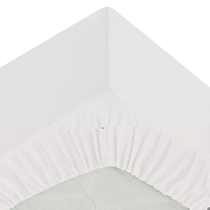 Drap housse coton uni 90 x 190 cm Couleur moderne blanc
