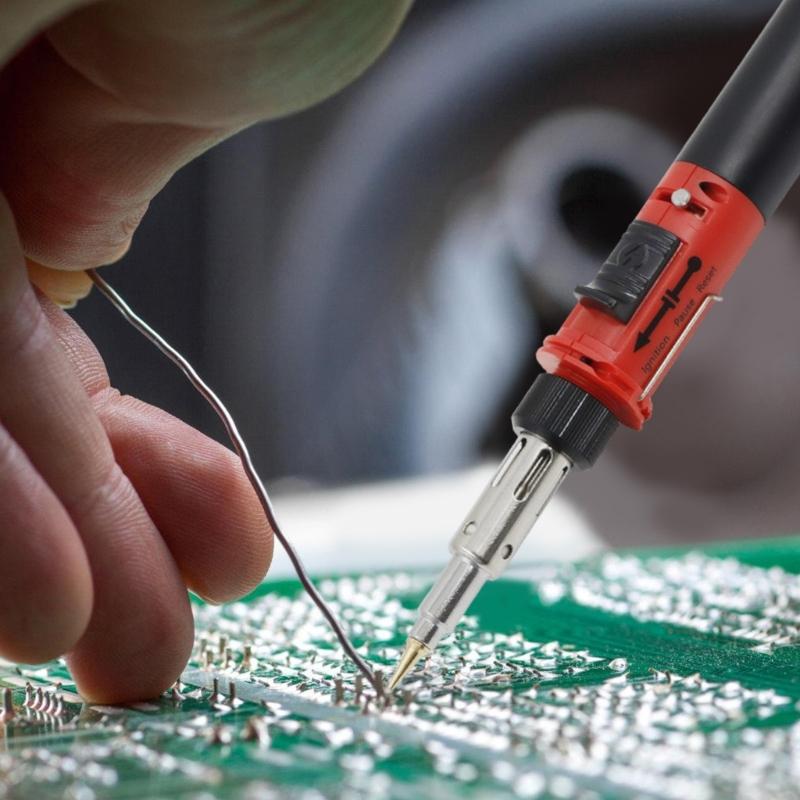 Soldering Iron Set,12 in 1 Cordless Butanes Gas Soldering Iron Temperature Adjustable Welding Torches Tool