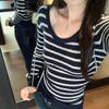 2025 Autumn/Winter Women's Striped Slim-Fit Knit Top - Versatile Inner Layer or Outerwear with High-End Feel